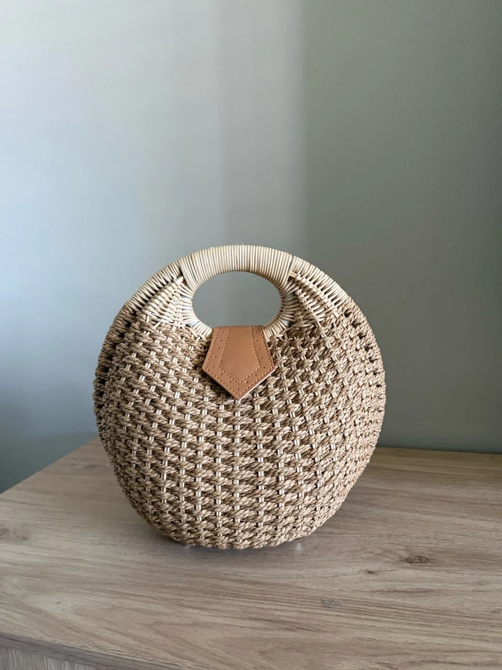 Handwoven Rattan Straw Summer Bag - Natural
